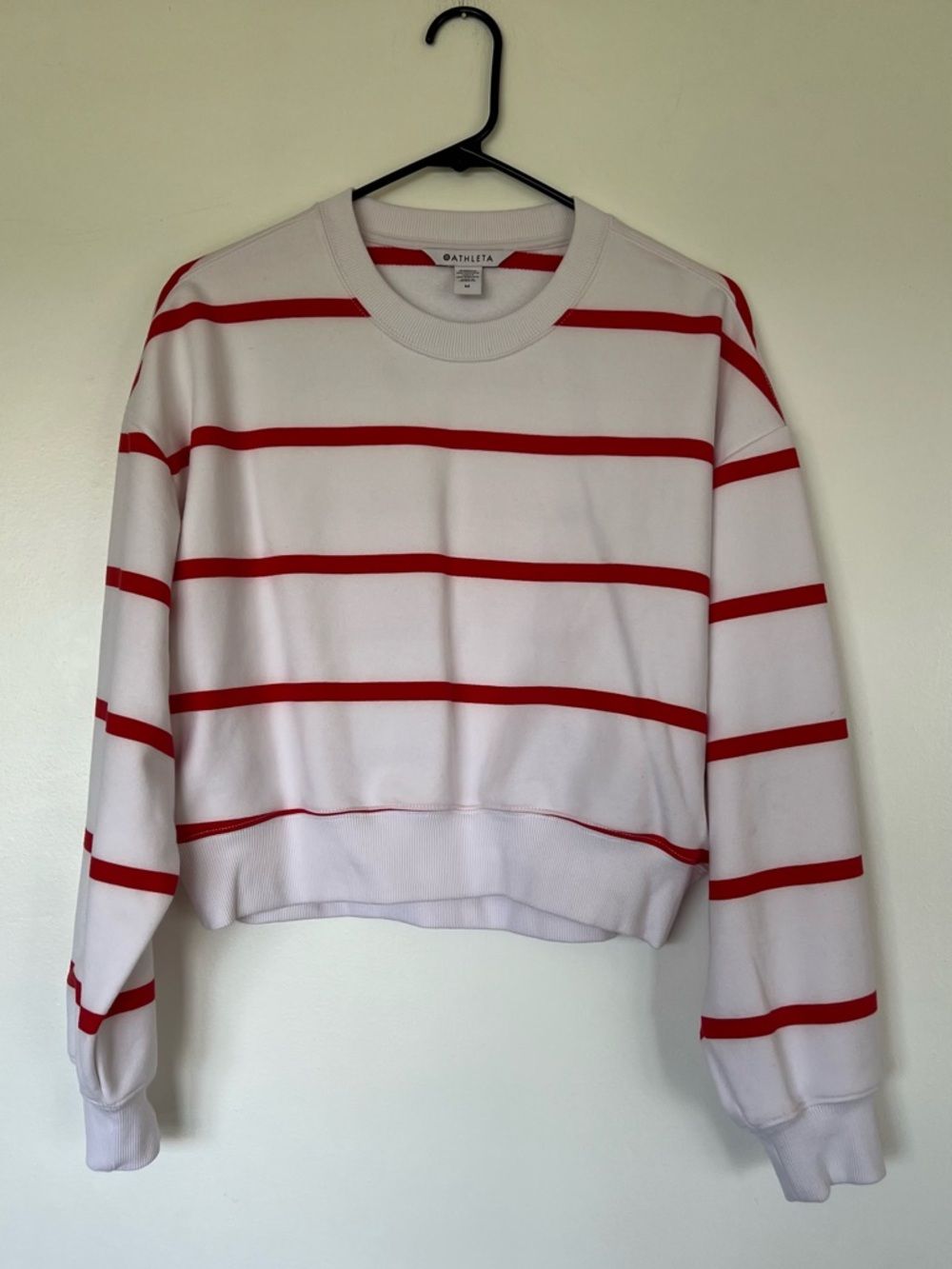 Athleta Terry Striped Cropped Crew Sweatshirt